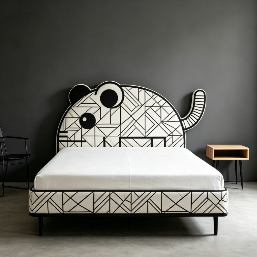 Geometric Tiger Upholstered Bed