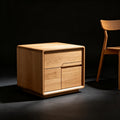 minimalist geometric solid wood nightstand