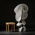black-and-white abstract art sculpture