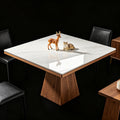 Geometric Square Sintered Stone Solid Wood Dining Table