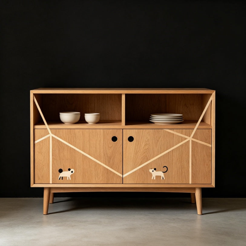Minimalist Geometric Enclosed Sideboard Cabinet